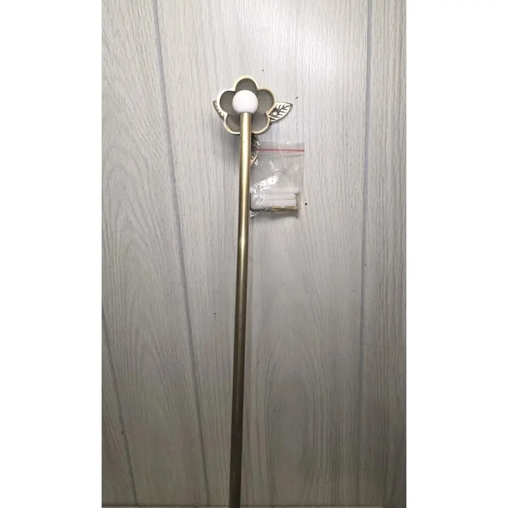 Anthropologie Nena Brass Towel Bar & 2 Gold Bath Hooks Flower Ends With Pearls